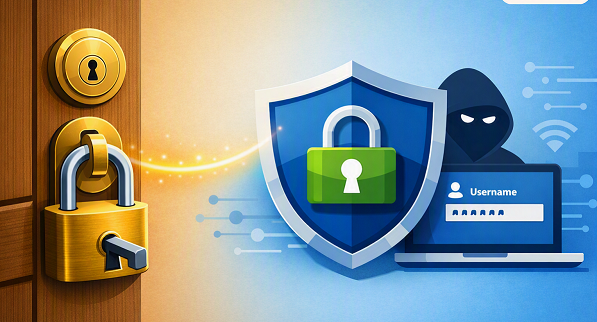cybersecurity shield protecting password